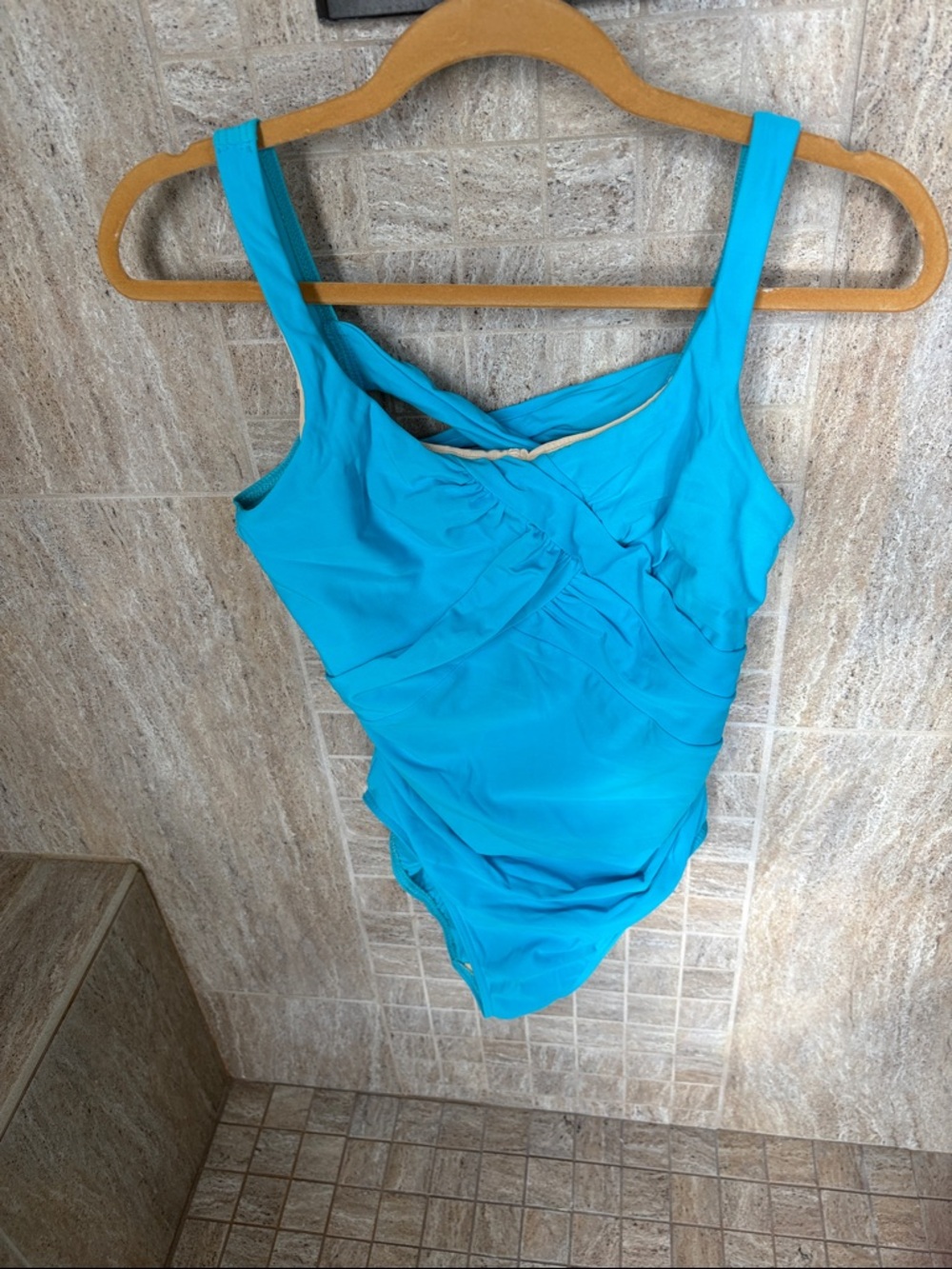 Lands' End Bright Teal Swimsuit with Wide Strap